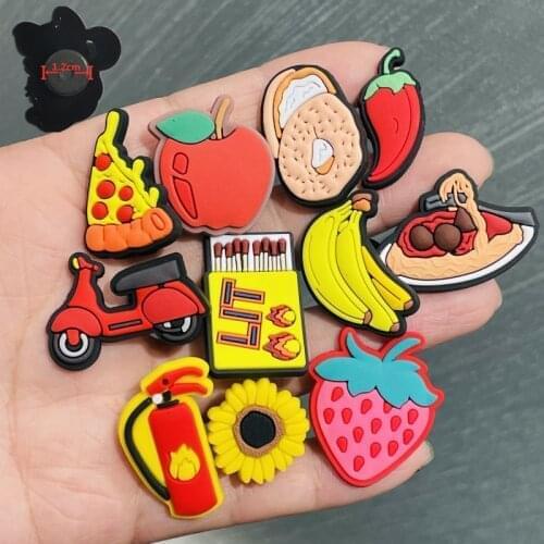 11PCS PVC Cute Cartoon Food Fridge Magnetic Sticker Pizza Apple Bread Pepper Motorcycle Match Banana Noodle Refrigerator Magnets