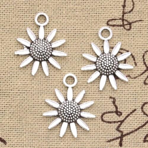 15pcs Charms Sunflower Flower 23x18mm Antique Making Pendant fit,Vintage Tibetan Silver color,DIY Handmade Jewelry
