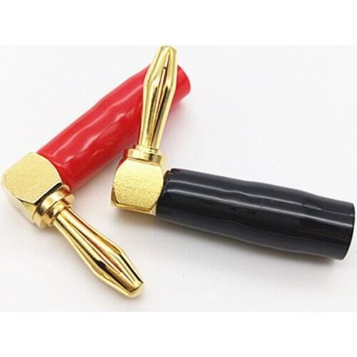 2pcs 1pair 1pair Right Angle 90 Degree 4mm Banana Plug Screw L Type Binding Post Amplifiers Video Speaker Adapter Connector red