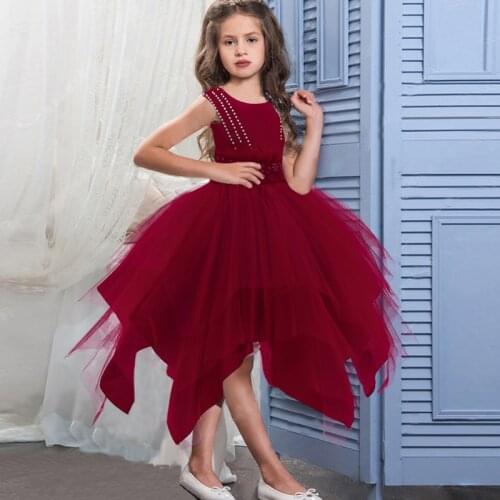 2021 Winter Pageant Tutu Dress Elegant Girl Kids Dresses For Girls Children Flower Party Princess Dress Lace Stratum 3-10 Years