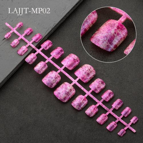 24tips Summer Fake Toenails Pink Short Round Toes Nail Foot Nails Pedicure Manicure Tool nail salon supplies and tools