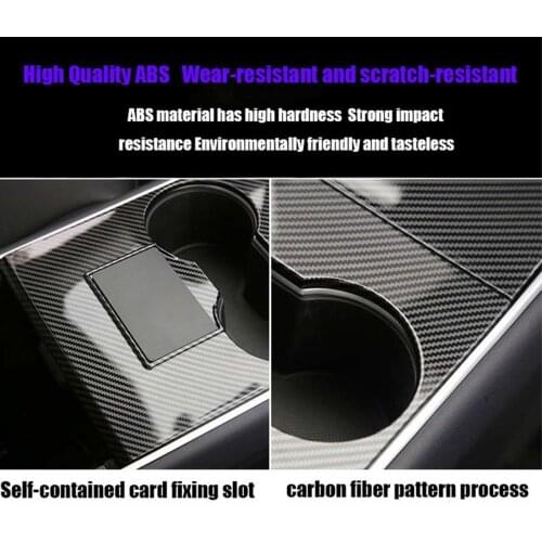 4pcs Car Centre Console Panel For Model 3 Stickers Cover For Tesla Model 3 Carbon Fiber Pattern Decor Sticker Accessories