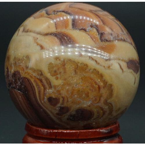 40MM Natural Gemstone Red Picture Jasper Sphere Crystal Ball Reiki Healing Globe Home Decor
