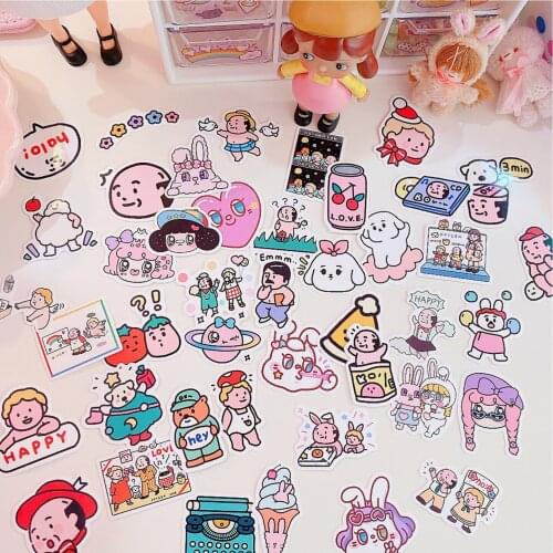 43pcs/pack Korean Style cute series stickers man dog rabbit stickers for kids diy scrapbooking diary stationery sticker