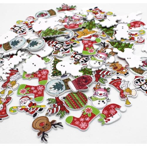 50pcs/lot Mixed Christmas style buttons for craft Supplies scrapbooking sewing accessories colorfu Xmas buttons