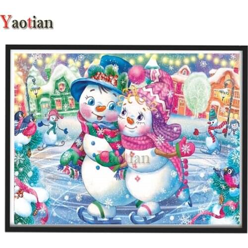 5D DIY Diamond Painting Kits Cartoon Cute Snowman Full Square Round Drill Rhinestone Mosaic Crafts Merry Christmas New Year Gift