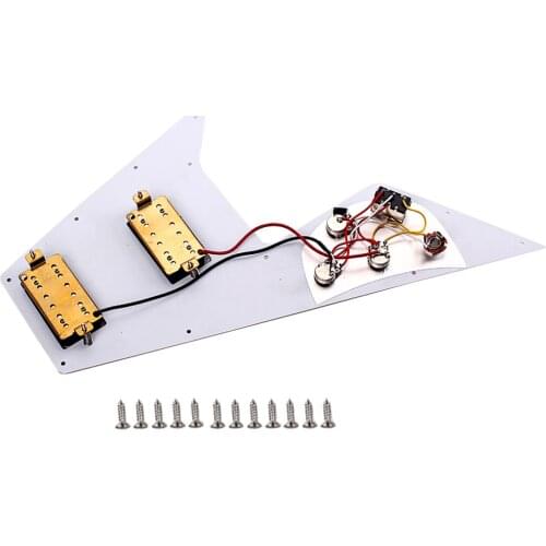 White 3 Ply Loaded Prewired Pickguard for Flying V Guitar