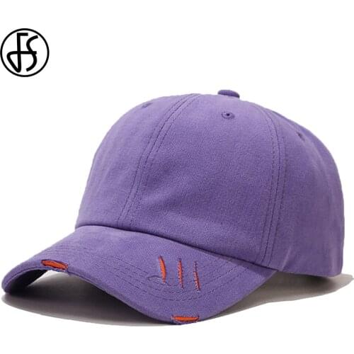 FS New Cotton Simple Baseball Hats For Men Women Street Trend Worn Hole Face Cap Outdoor Sun Shade Trucker Hat Gorras Hombre