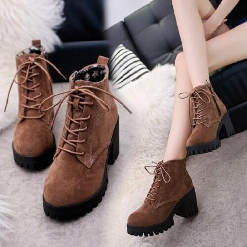New autumn and winter European and American boots frosted lacing round head ankle boots with hot style ladies fashion boots