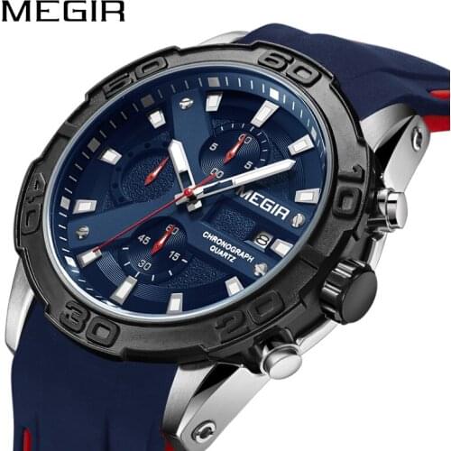 MEGIR Brand Creative Sport Watches Men Fashion Silicone Analog Quartz Wrist Watch Big Dial Waterproof Clock Relogio Masculino