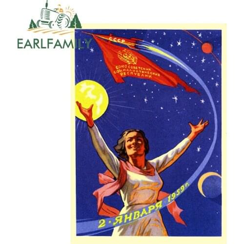 EARLFAMILY 13cm x 9.4cm for CCCP Girls Poster Scratch-Proof Decal Sunscreen Car Stickers Car Door Bumper Windows Decoration