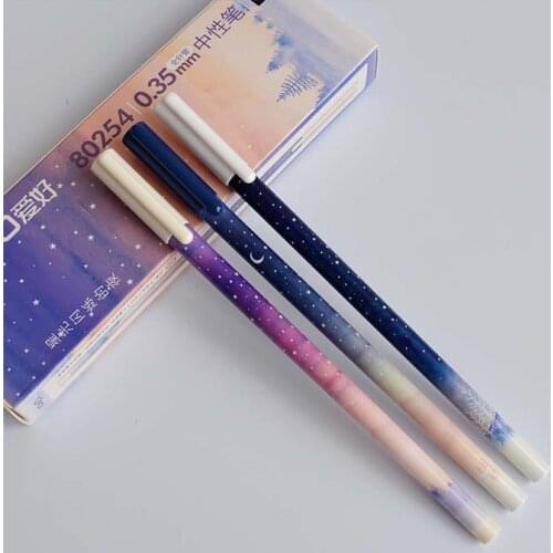 3pcs Fantastic Galaxy Star Sky Long Handle Gel Pen Writing Signing Pen School Office Supply Student Stationery Kids Rewarding