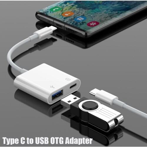 Adapter USB Type C OTG Cable 2 in 1 USB C Cable to USB Converter Fast Charging Splitter Adapter for Huawei Redmi note 8 pro OTG