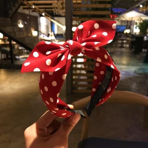 Korea Girls Fashion Women New Hair Accessories Knotted Hair Hoop 2019 Dot Cute Hairband Headwrap Ladies Bowknot