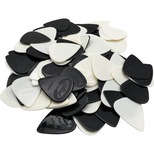 100 pcs Guitar Picks Acoustic Electric Guitarra Bass Nylon Mediator Plectrum Thickness 0.58 0.71 0.81 0.96 1.20 1.50 mm 2 Color