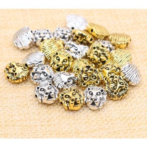 Mestylish 20pcs/lot Charms for Jewelry DIY Making Antique Sliver Tibetan Leone Lion Head Beads Spacer Bead