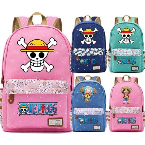 Cartoon Comics Anime Skull One Piece Flowers Dot Boy Girl School bag Women Bagpack Teenagers Schoolbags Canvas Femme Backpack