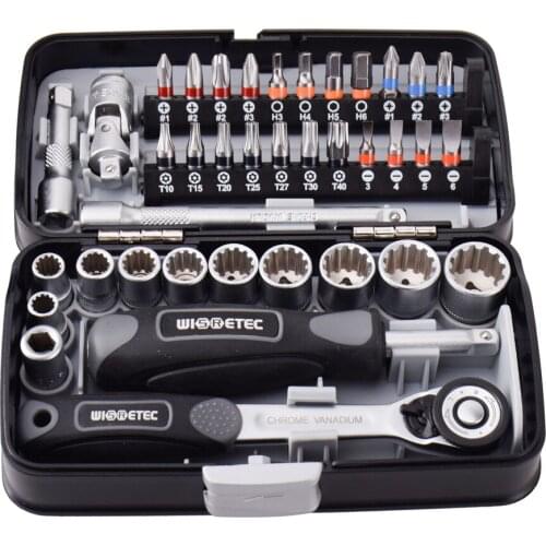 38pcs Mini Ratchet Wrench Set 1/4" Socket Screw Bits Kit Bike Maintenance Home Repair Hand Tool Sleeve Bit Set Red / Black