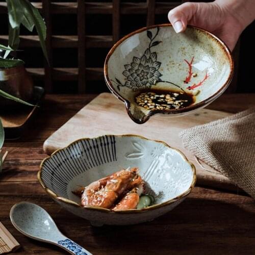 Japanese Style Bowl Set Noodle Bowl Ceramic Hot Pot Commercial Tableware Dipping Small Bowl Restaurant Eating Bowl Mixing Bowl