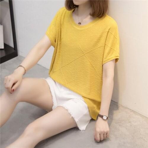 Room 199902 on the 2 row 6 】 make pure color stripe 30 round collar short sleeve T-shirt