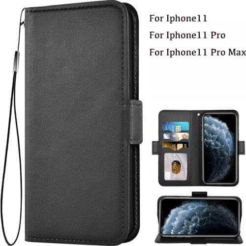 Wholesale 20pcs/lot new Flip Cover TPU+PU mobile cell phone Case For iphone 11 pro max back case with strap good quality