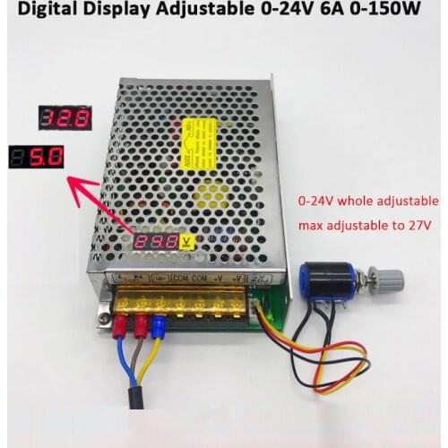 AC110V/220V to 0-24V 6A 150W Digital Display Adjustable DC Switching Power Supply HJS-150-0-24