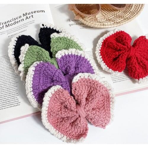 Children Cute Candy Knitting Bow Elastic Hair Bands Hairpins Girl Lovely Scrunchies Rubber Bands Kids Hair Clip Hair Accessories