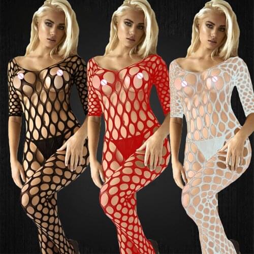 Sexy Bodystockings Women Fishnet Open Crotch catsuit Mesh tights Lingerie Erotic Bodysuit Sleepwear Crotchless jumpsuit Teddies