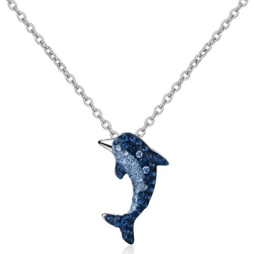 925 Sterling Silver Crystal Dolphin Necklace Net Red Trendy Cavicle Chain Necklace For Women