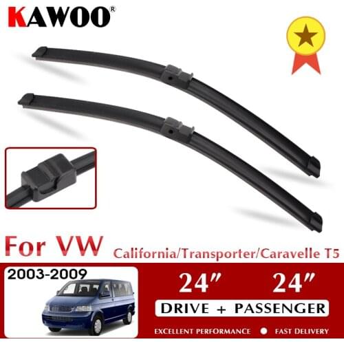 KAWOO Wiper Front Car Wiper Blade for VW Volkswagen California Transporter Caravelle T5 2003-2009 Windshield 24"+24" LHD RHD