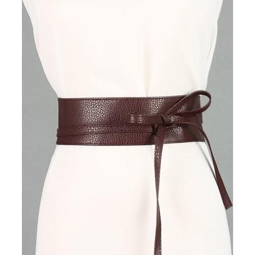 Wide Belts for Women Obi Style Fashion Self Tie Bowknot Female Strap PU Leather Women Belt SE94