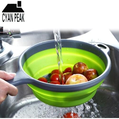 Foldable Silicone Colander Kitchen Accessories Sieve Vegetable Washing Basket Filter Strainer Collapsible Drainer With Handle