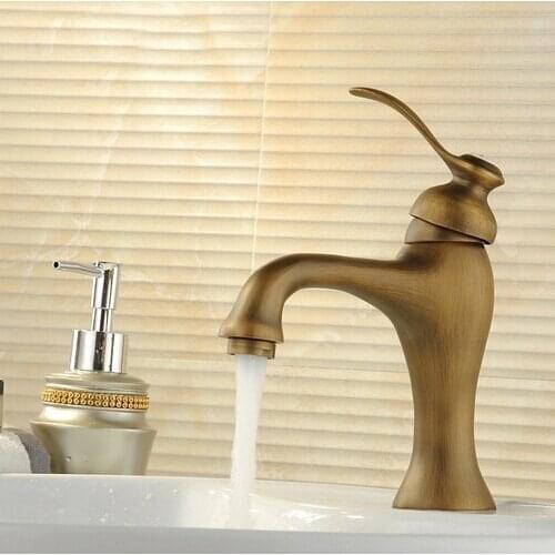 Bathroom Basin Mixer Taps Antique Brass Finished Hot and Cold Deck Mounted with ceramic torneiras para banheiro crane AF1050