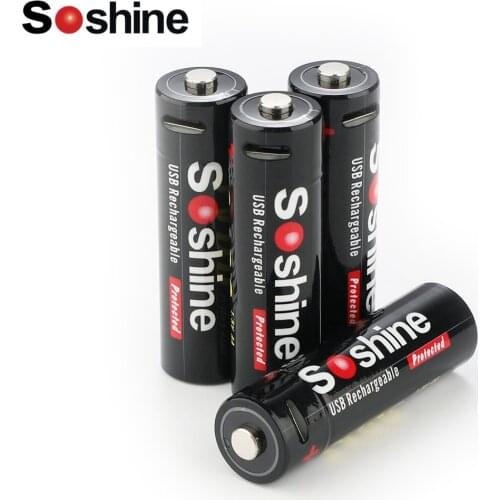 Soshine AA 14500 1.5V 2400mAh AA Li-ion USB Rechargeable Batteries