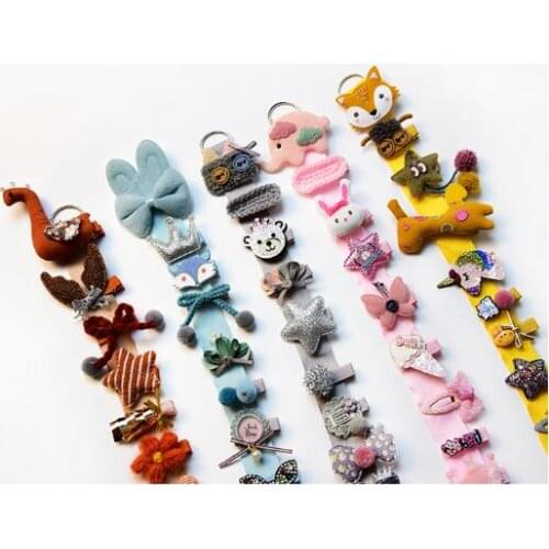 Party Favors 2018 new fashion hair clip set childrens fabric animal hair ring bow girl jewelry