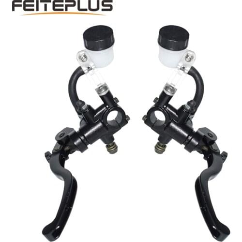 7/8" 22mm Front Left & Right Motorcycle Push Type Brake Pump Adjuatble Master Cylinder Black Disc Brake Lever