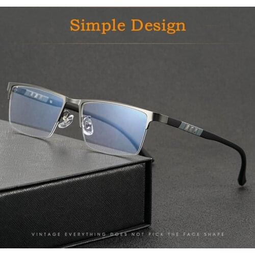Mens Half Frame Glasses Ultralight Titanium Alloy Eyeglasses Frame Business Large Frame Myopia Prescription Glasses Frame P9806