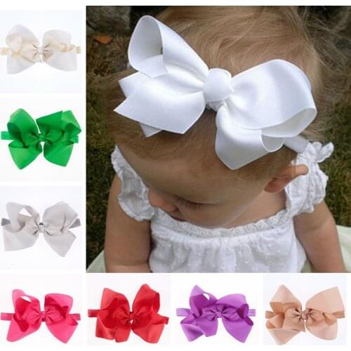 Yundfly 6 Inch Baby Girls Big Bows Hair Accessories Child Headband Elastic Hair Bands Ribbon Bows Kids Hair Bows Headwear