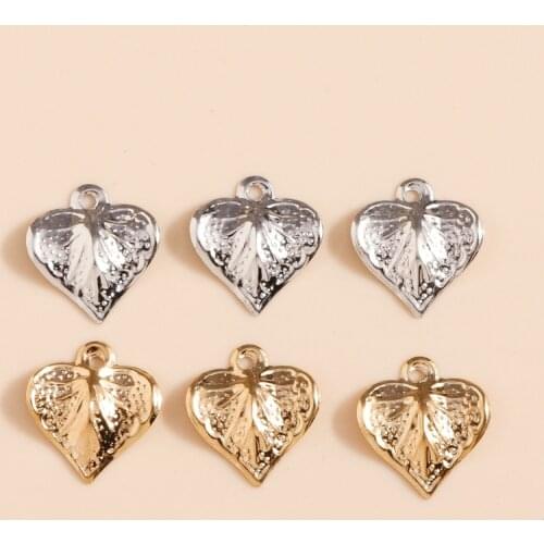 100pcs 12*11mm Small Heart Charms Gold Silver Color Metal Sheet Pendant for Women Girls Earrings Necklaces DIY Jewelry Gift