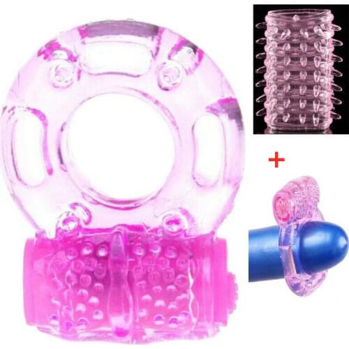 2pc mini rabbit cock ring Vibrating Powerful Vibrator delay Ejaculation penis ring adult sex toy for men clit Vibrate for Couple