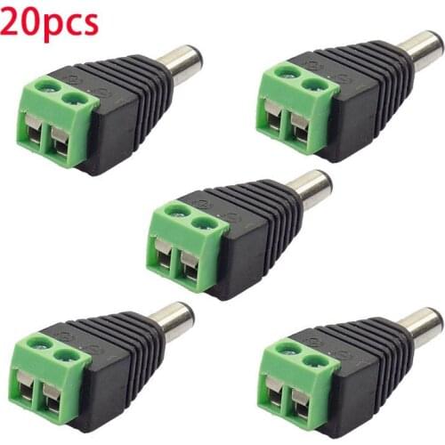 20pcs 5.5x2.1mm DC Male Plug Connector Adapter Power Supply For Cctv Camera Security System Video Accessories led strip L19