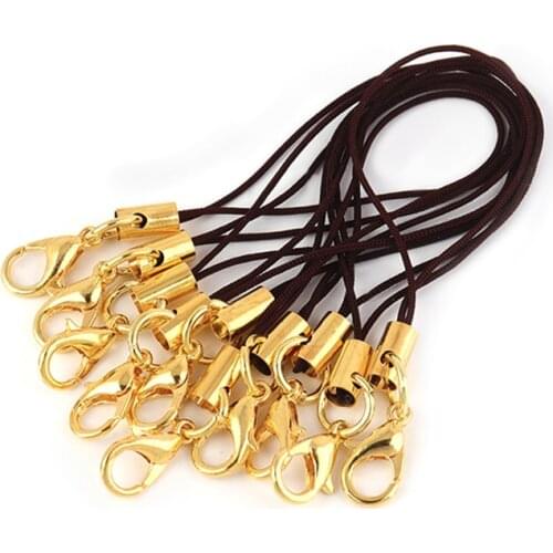 20pcs/lot Gold Plated Hand Wrist Lanyard String Cords Short Grip Lanyard Mobile Phone Strap With Lobster Clasps Rope Keychains