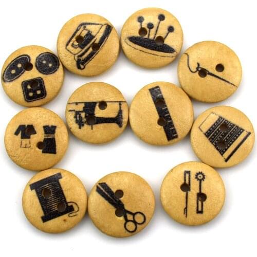 500PCS 2 Holes Mixed Flower Wooden Buttons Needlework Craft Scrapbooking DIY Sewing Decorative Childrens Wood Button Clothing