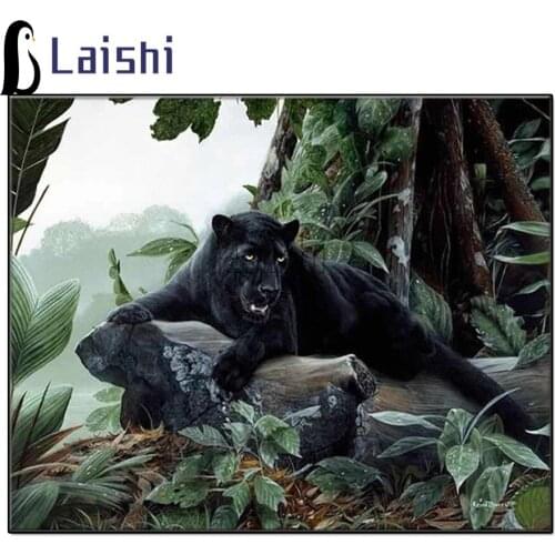 5D Diy Full Square Round Diamond Painting Black Panther Cross Stitch Animal Diamond Embroidery Rhinestone Mosaic Home Decoration