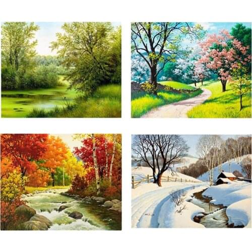 5D Full Round Drill Diamond Painting Four Season Tree DIY Crystal Embroidery Arts Cross Stitch Mosaic Making