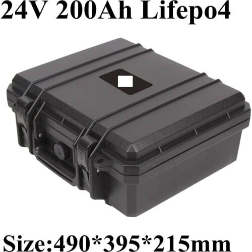 24V 200AH Battery Lifepo4 200ah Lithium Iron Phosphate LFP Battery Solaire 200ah BMS System RV EV Inverter Waterproof Case + 10A