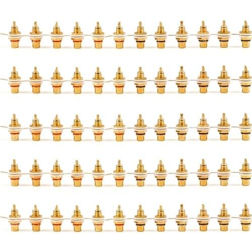 Areyourshop 60 Pcs Gold Plated RCA Female Jack Panel Mount Chassis Socket Red Black