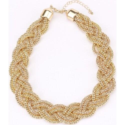 European And American Exaggerated Double-Strand Hand-Woven Braid Necklace Fashion Temperament Corn Chain Sweater Chain