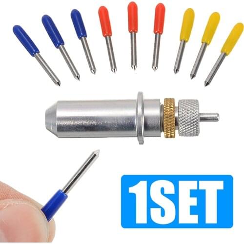 1pc Tungsten Steel Blade Holder + 9pcs 30/45/60 Degree Vinyl Cutter Blades For Roland Carving Cutting Plotter