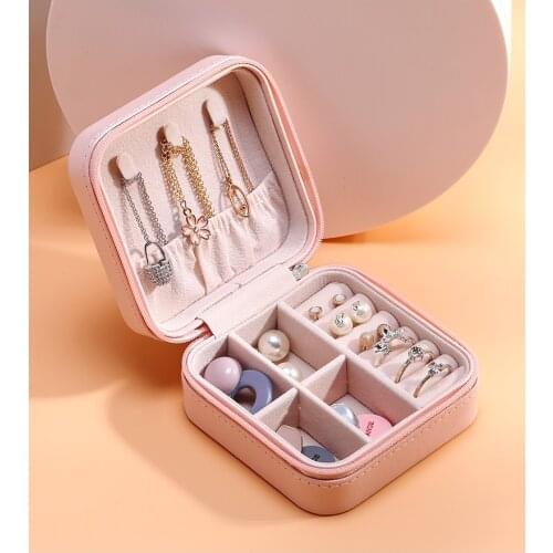 Earring Holder Zipper PU Leather Jewelry Display Travel Case Portable Storage Jewelry Display Holds Stand Box